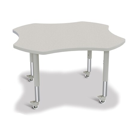 Jonti-Craft Berries Four Leaf Activity Table, Mobile, Freckled Gray/Gray/Gray 6453JCM000